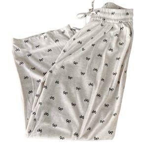 🌴 Bow Print Lounge Pants Women’s XL Soft Stretch Pajama Pants Cream Neutral